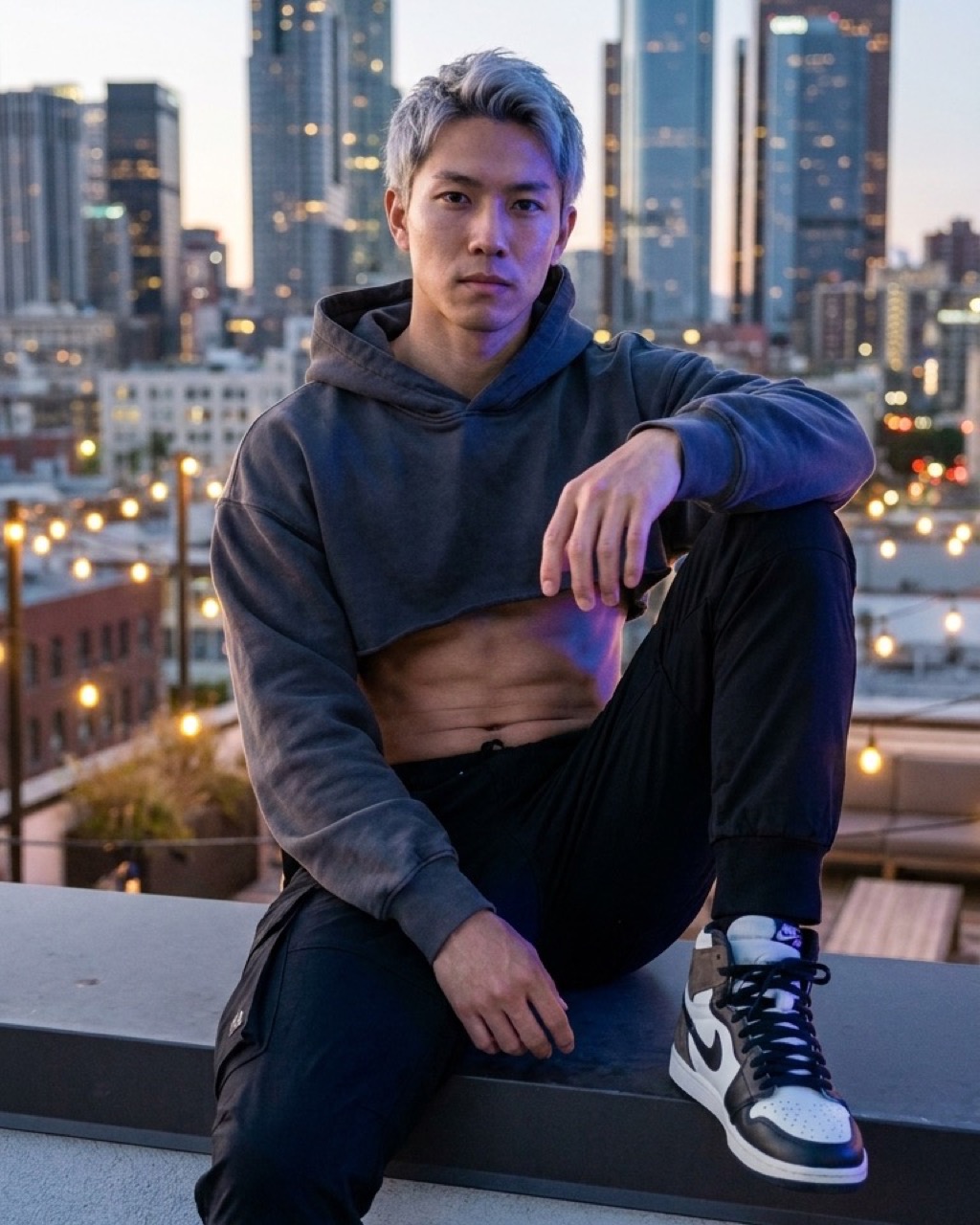 Streetwear persona generated with SynthrAI, scene 2